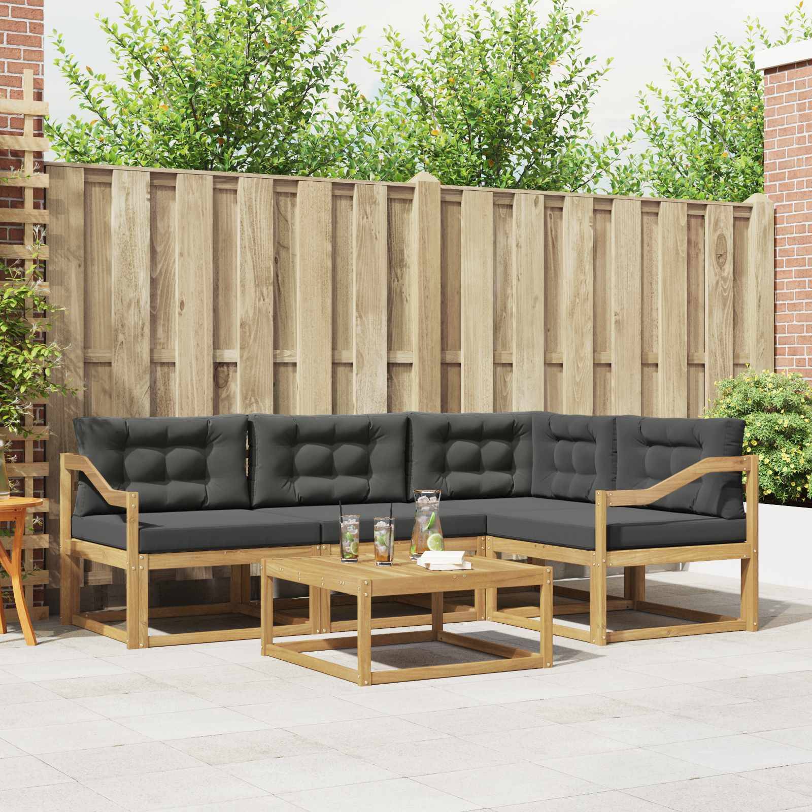 vidaXL Outdoor-Sofagarnitur 5 pcs Weiß und Anthrazit 79 x 79 x 37 cm