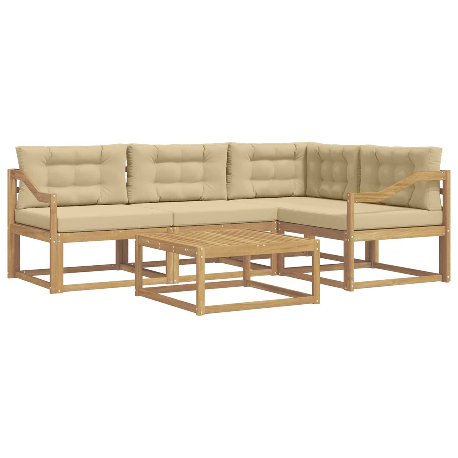 vidaXL Outdoor-Sofagarnitur 5 pcs Weiß und Beige 79 x 79 x 37 cm