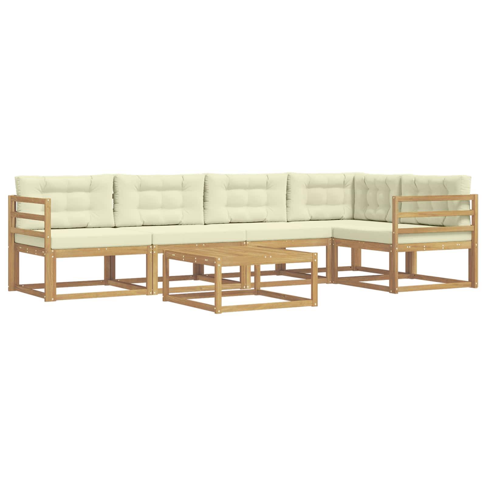 vidaXL Outdoor-Sofagarnitur 6 pcs Weiß und Creme 79 x 79 x 37 cm