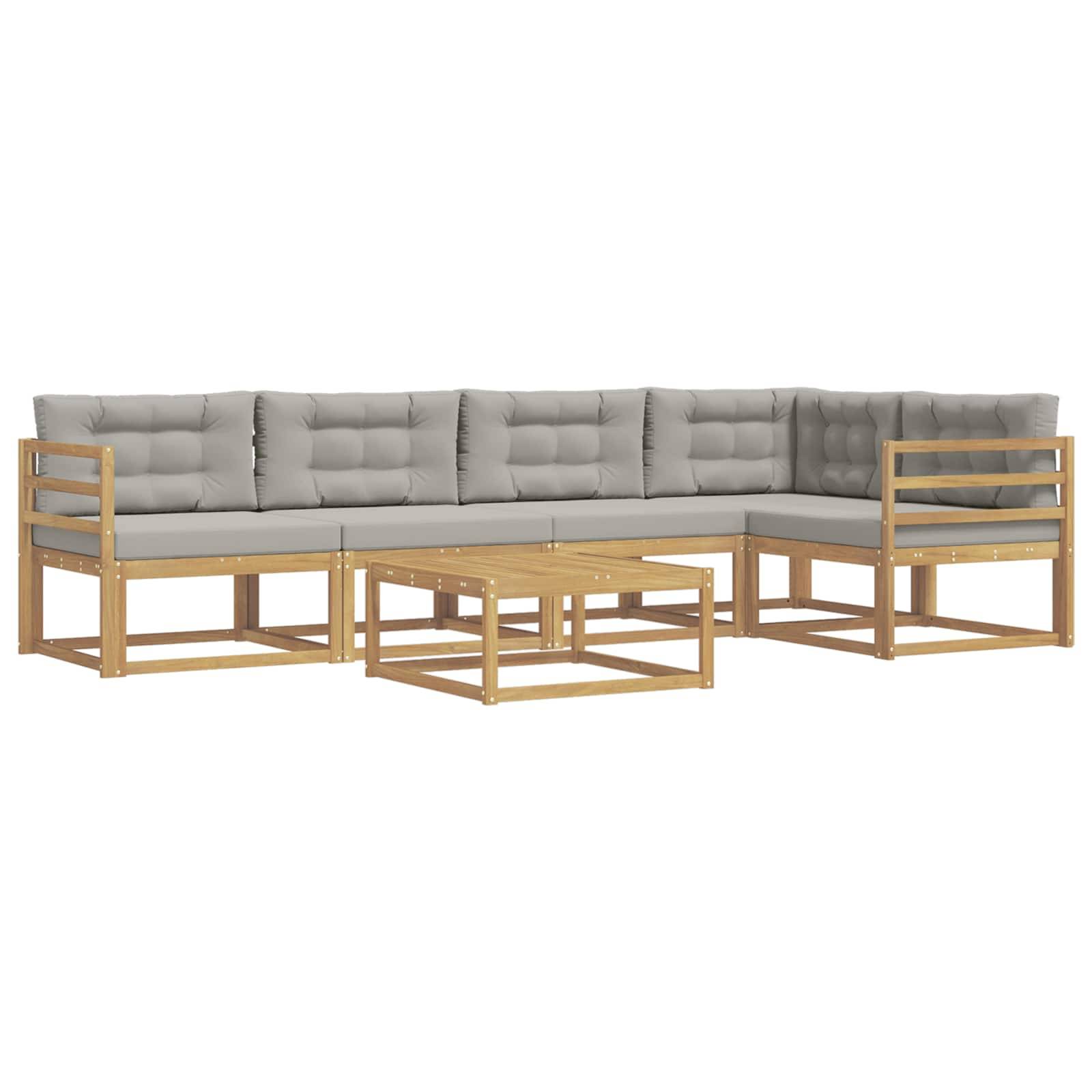vidaXL Outdoor-Sofagarnitur 6 pcs Weiß und Hellgrau 79 x 79 x 37 cm