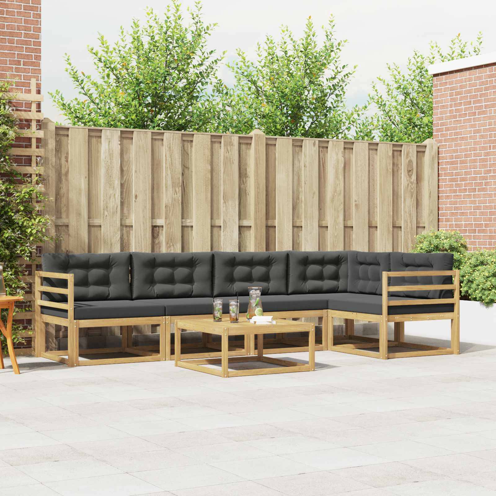 vidaXL Outdoor-Sofagarnitur 6 pcs Weiß und Anthrazit 79 x 79 x 37 cm