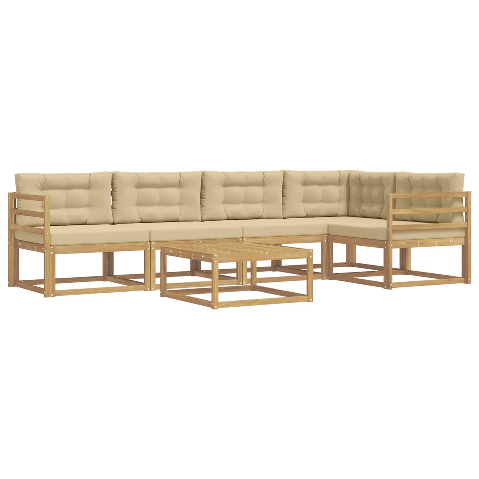 vidaXL Outdoor-Sofagarnitur 6 pcs Weiß und Beige 79 x 79 x 37 cm