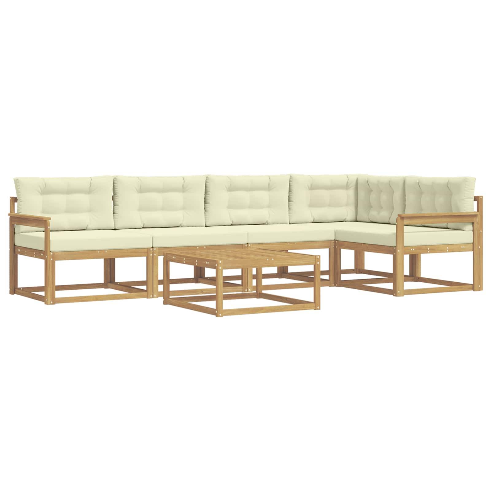 vidaXL Outdoor-Sofagarnitur 6 pcs Weiß und Creme 79 x 79 x 37 cm