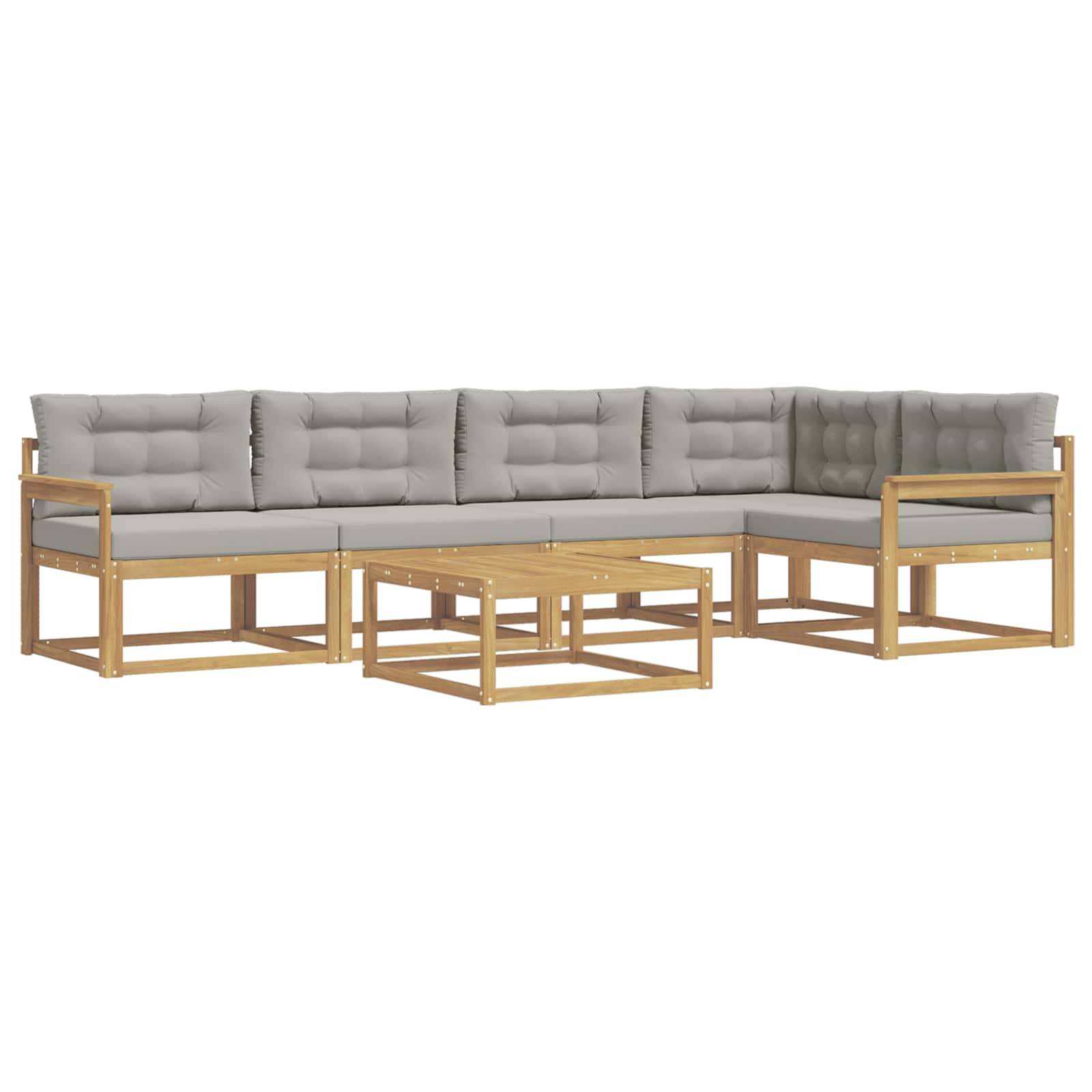 vidaXL Outdoor-Sofagarnitur 6 pcs Weiß und Hellgrau 79 x 79 x 37 cm