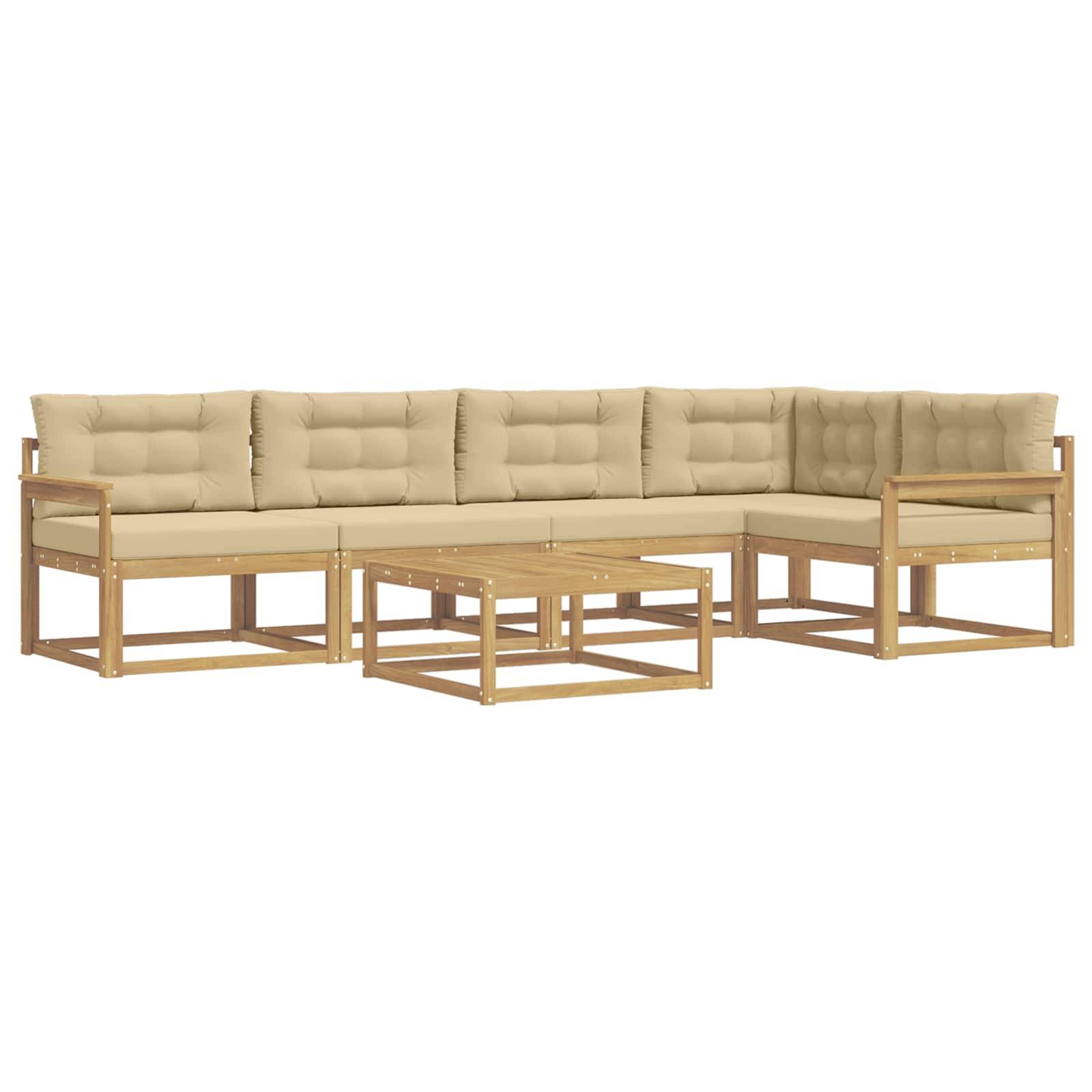 vidaXL Outdoor-Sofagarnitur 6 pcs Weiß und Beige 79 x 79 x 37 cm