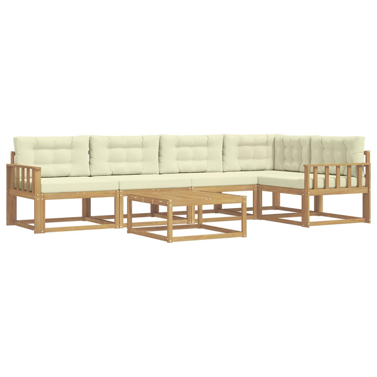 vidaXL Outdoor-Sofagarnitur 6 pcs Weiß und Creme 79 x 79 x 37 cm