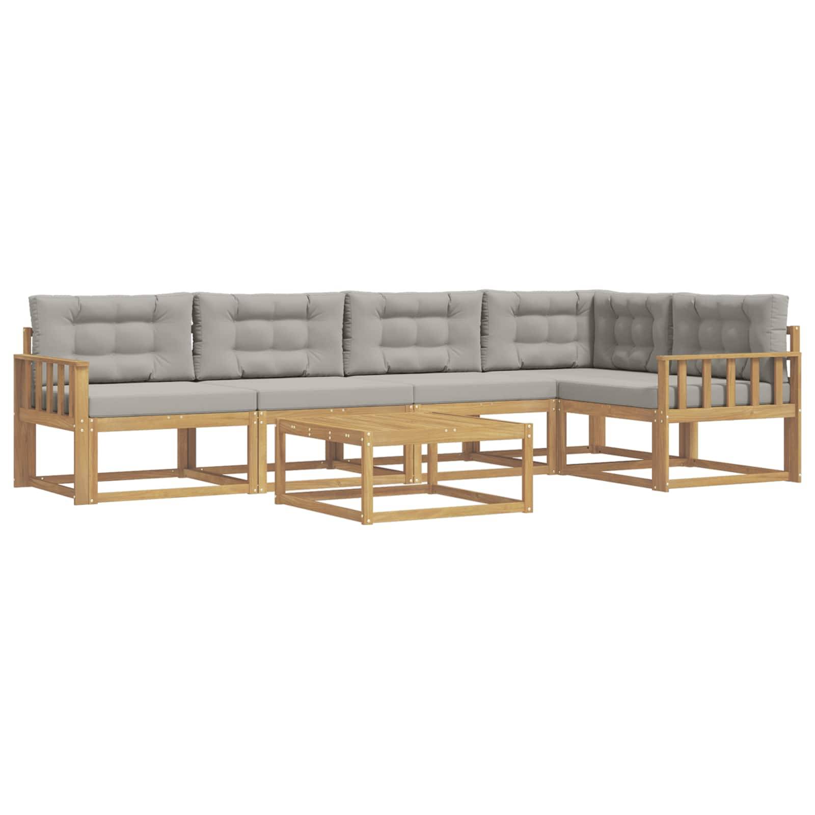 vidaXL Outdoor-Sofagarnitur 6 pcs Weiß und Hellgrau 79 x 79 x 37 cm