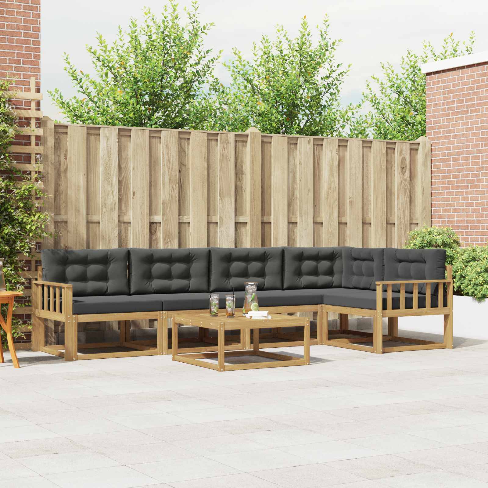 vidaXL Outdoor-Sofagarnitur 6 pcs Weiß und Anthrazit 79 x 79 x 37 cm