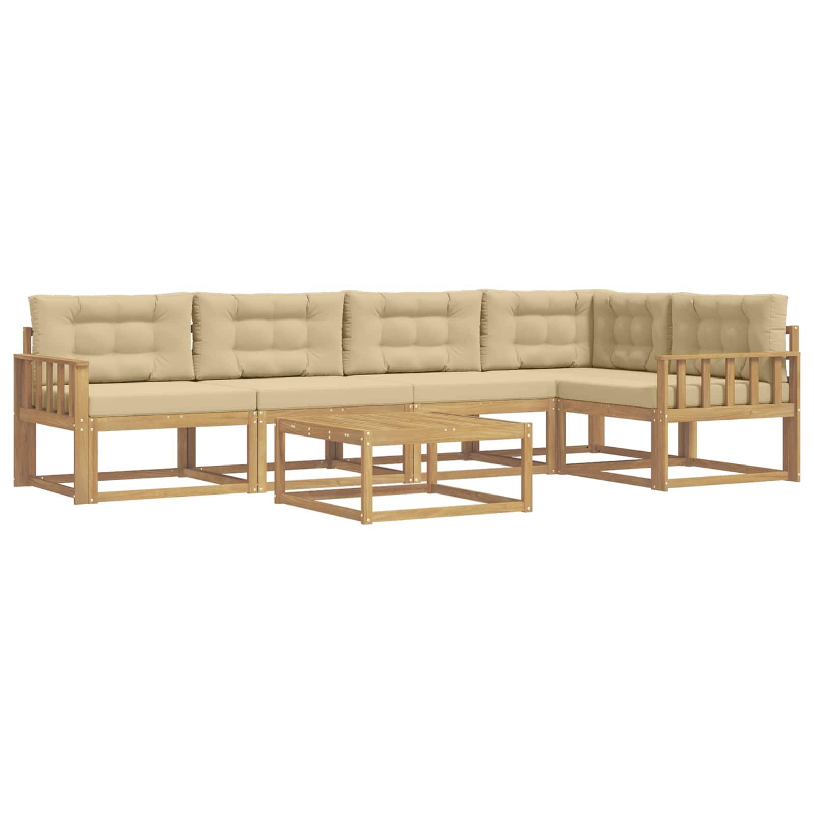 vidaXL Outdoor-Sofagarnitur 6 pcs Weiß und Beige 79 x 79 x 37 cm