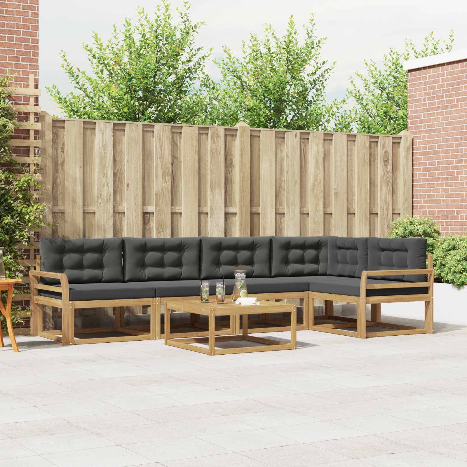 vidaXL Outdoor-Sofagarnitur 6 pcs Weiß und Anthrazit 79 x 79 x 37 cm