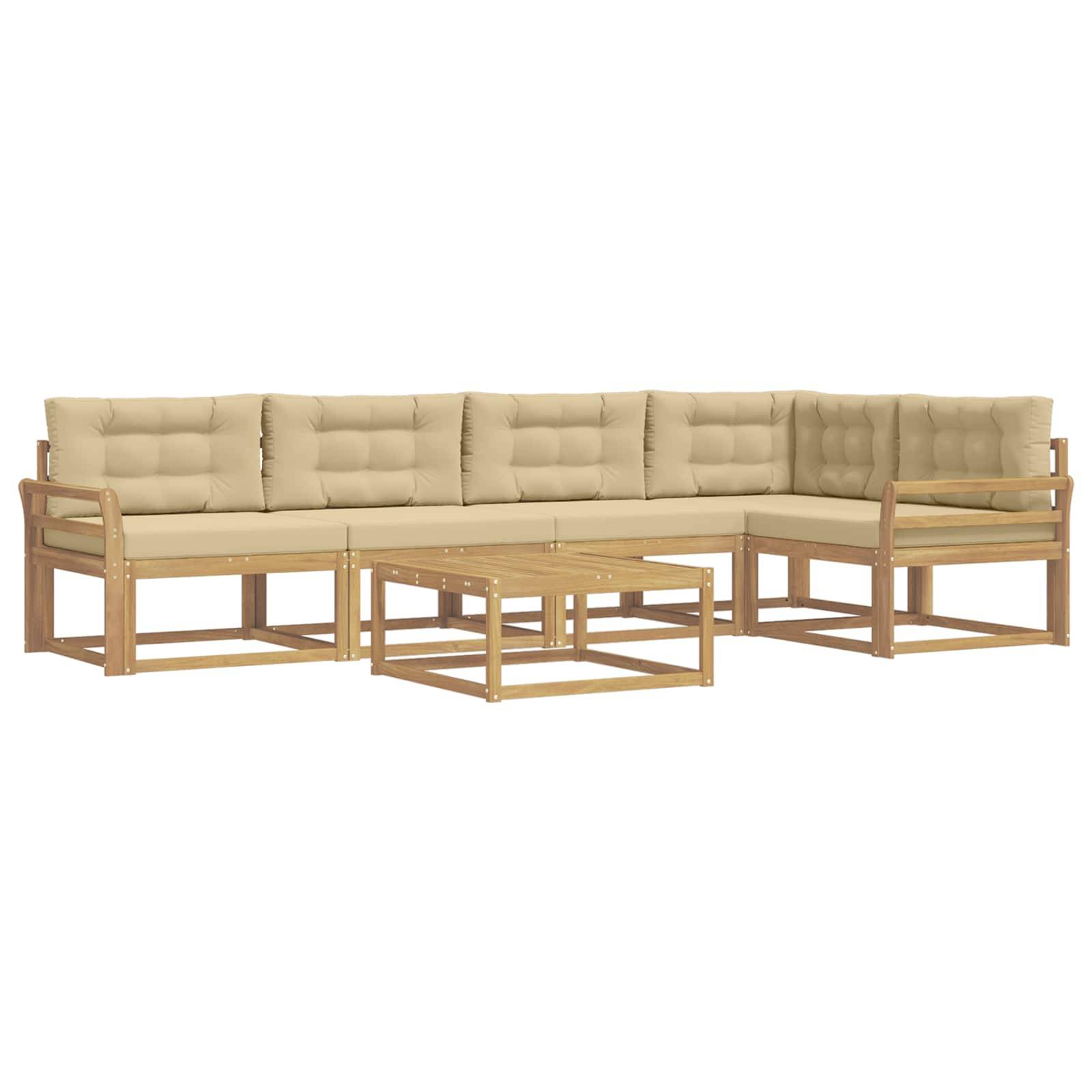 vidaXL Outdoor-Sofagarnitur 6 pcs Weiß und Beige 79 x 79 x 37 cm