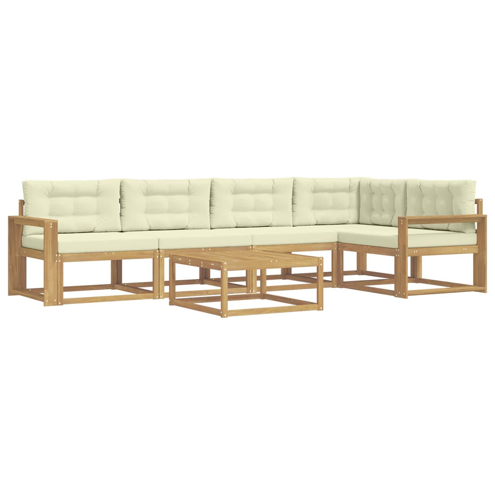 vidaXL Outdoor-Sofagarnitur 6 pcs Weiß und Creme 79 x 79 x 37 cm