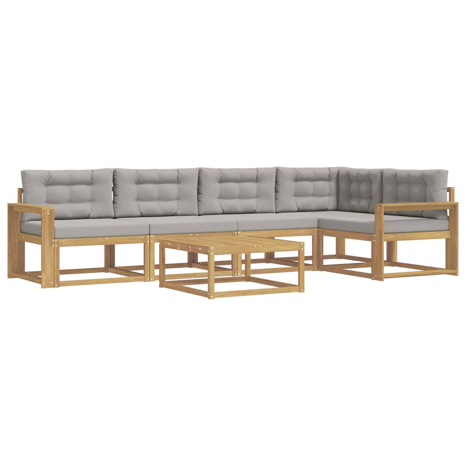 vidaXL Outdoor-Sofagarnitur 6 pcs Weiß und Hellgrau 79 x 79 x 37 cm