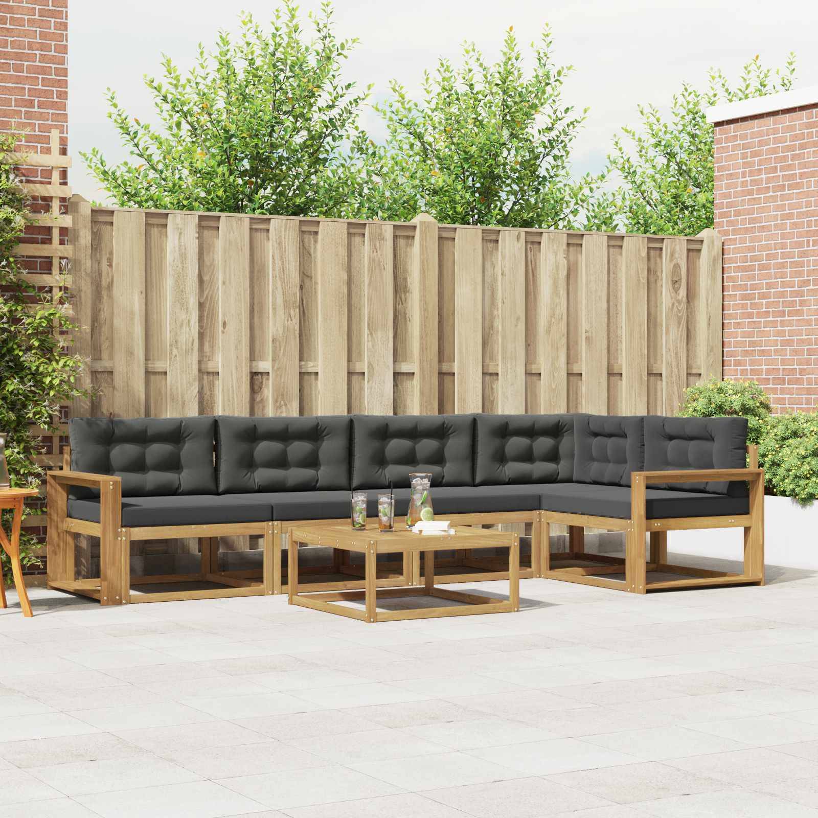 vidaXL Outdoor-Sofagarnitur 6 pcs Weiß und Anthrazit 79 x 79 x 37 cm