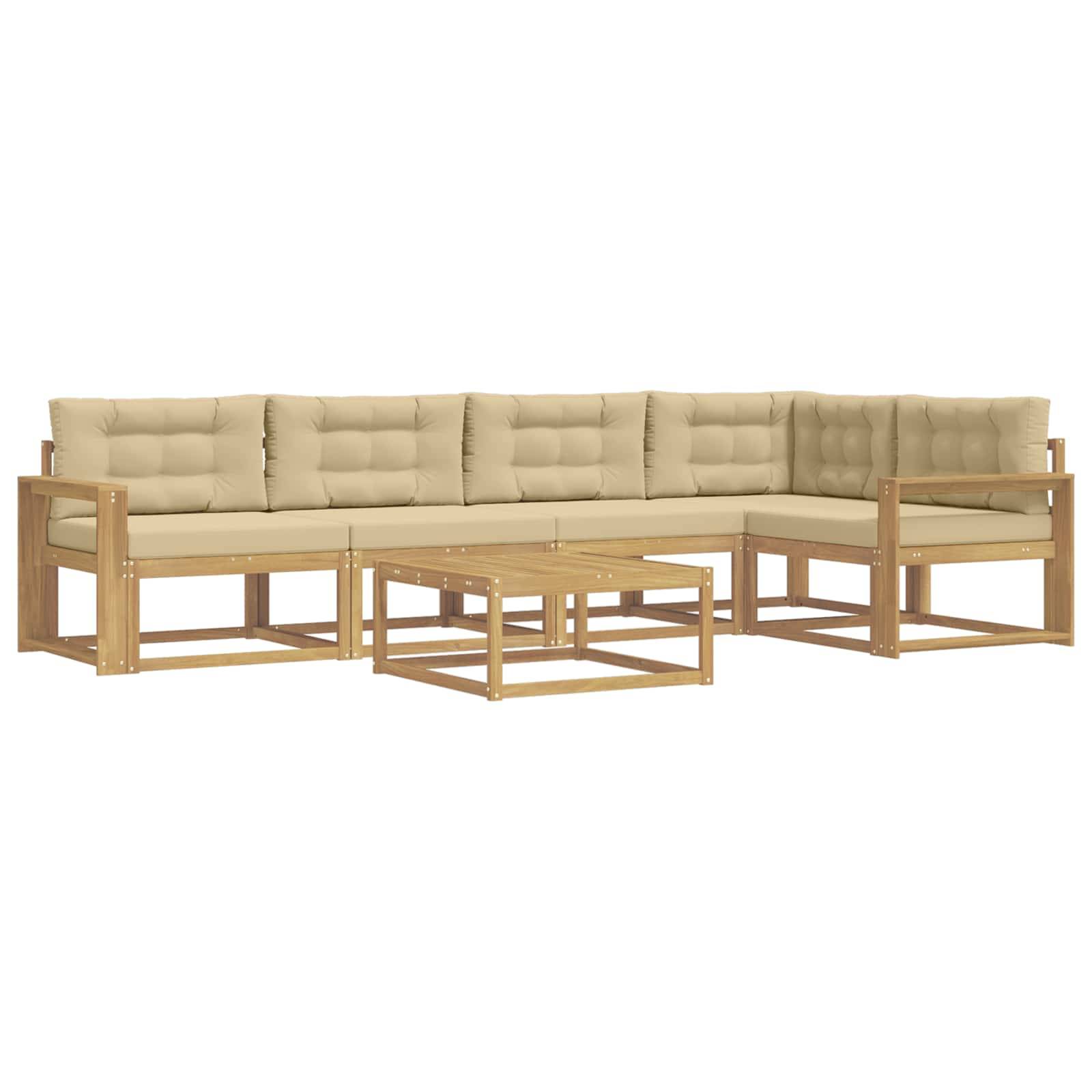 vidaXL Outdoor-Sofagarnitur 6 pcs Weiß und Beige 79 x 79 x 37 cm