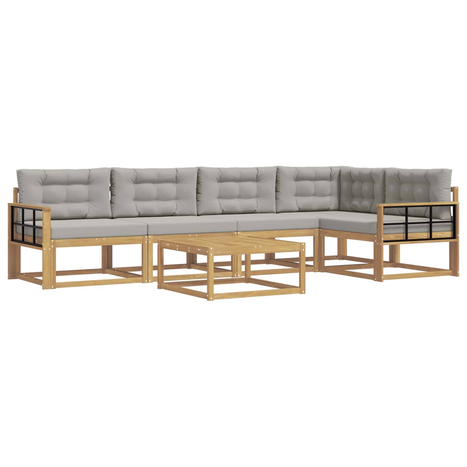 vidaXL Outdoor-Sofagarnitur 6 pcs Weiß und Hellgrau 79 x 79 x 37 cm