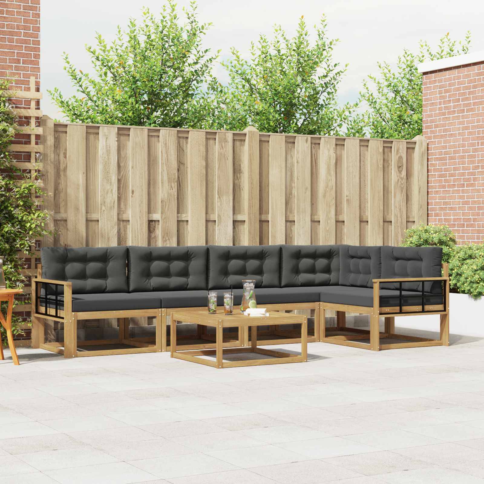 vidaXL Outdoor-Sofagarnitur 6 pcs Weiß und Anthrazit 79 x 79 x 37 cm