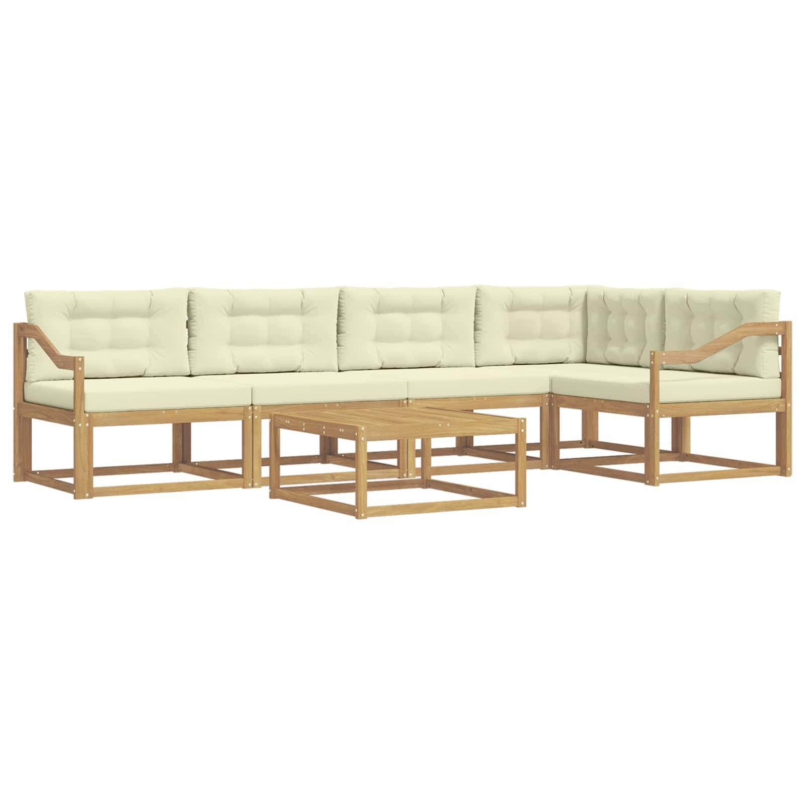 vidaXL Outdoor-Sofagarnitur 6 pcs Weiß und Creme 79 x 79 x 37 cm