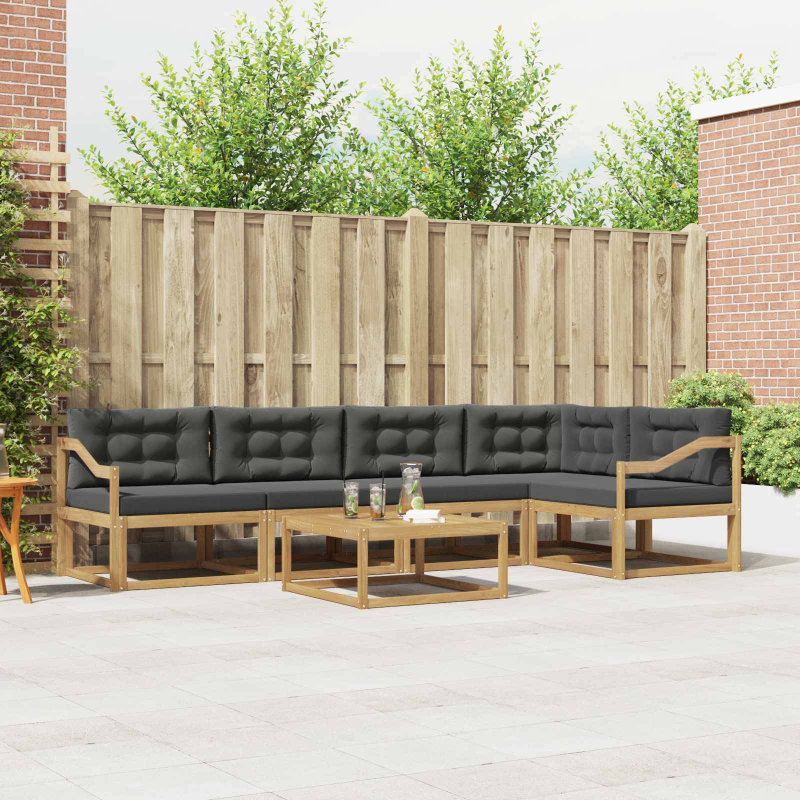 vidaXL Outdoor-Sofagarnitur 6 pcs Weiß und Anthrazit 79 x 79 x 37 cm