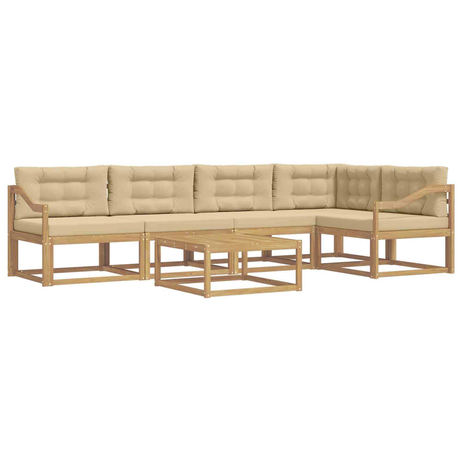 vidaXL Outdoor-Sofagarnitur 6 pcs Weiß und Beige 79 x 79 x 37 cm