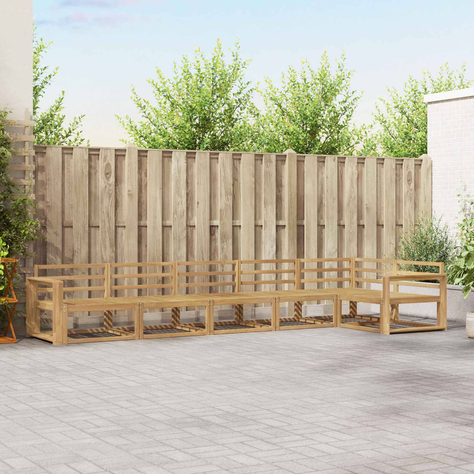 vidaXL Outdoor-Sofagarnitur 6 pcs Weiß 410 x 172,5 x 73 cm