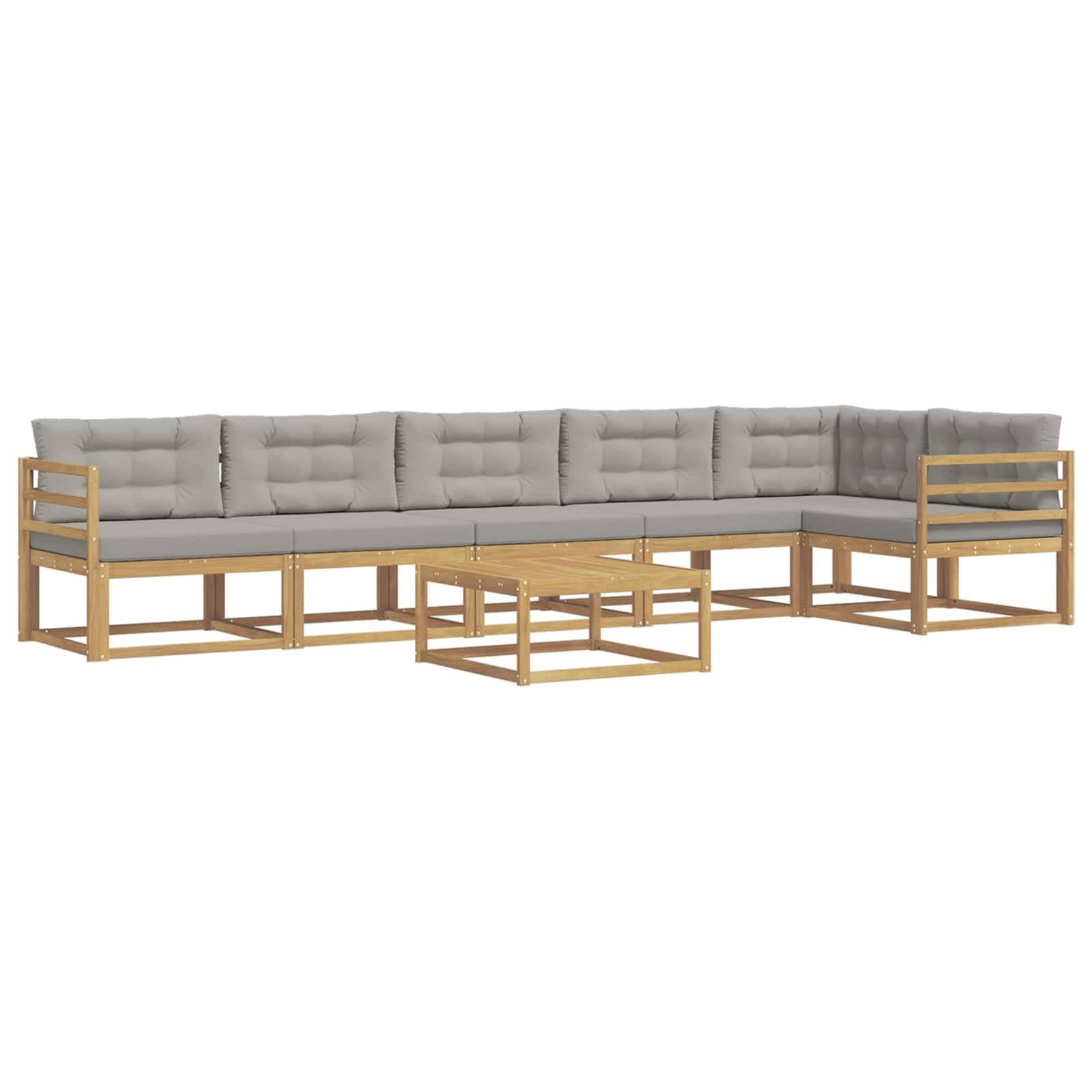 vidaXL Outdoor-Sofagarnitur 7 pcs Weiß und Hellgrau 79 x 79 x 37 cm