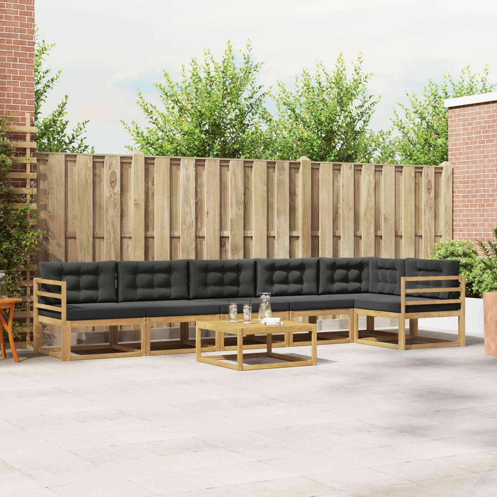 vidaXL Outdoor-Sofagarnitur 7 pcs Weiß und Anthrazit 79 x 79 x 37 cm