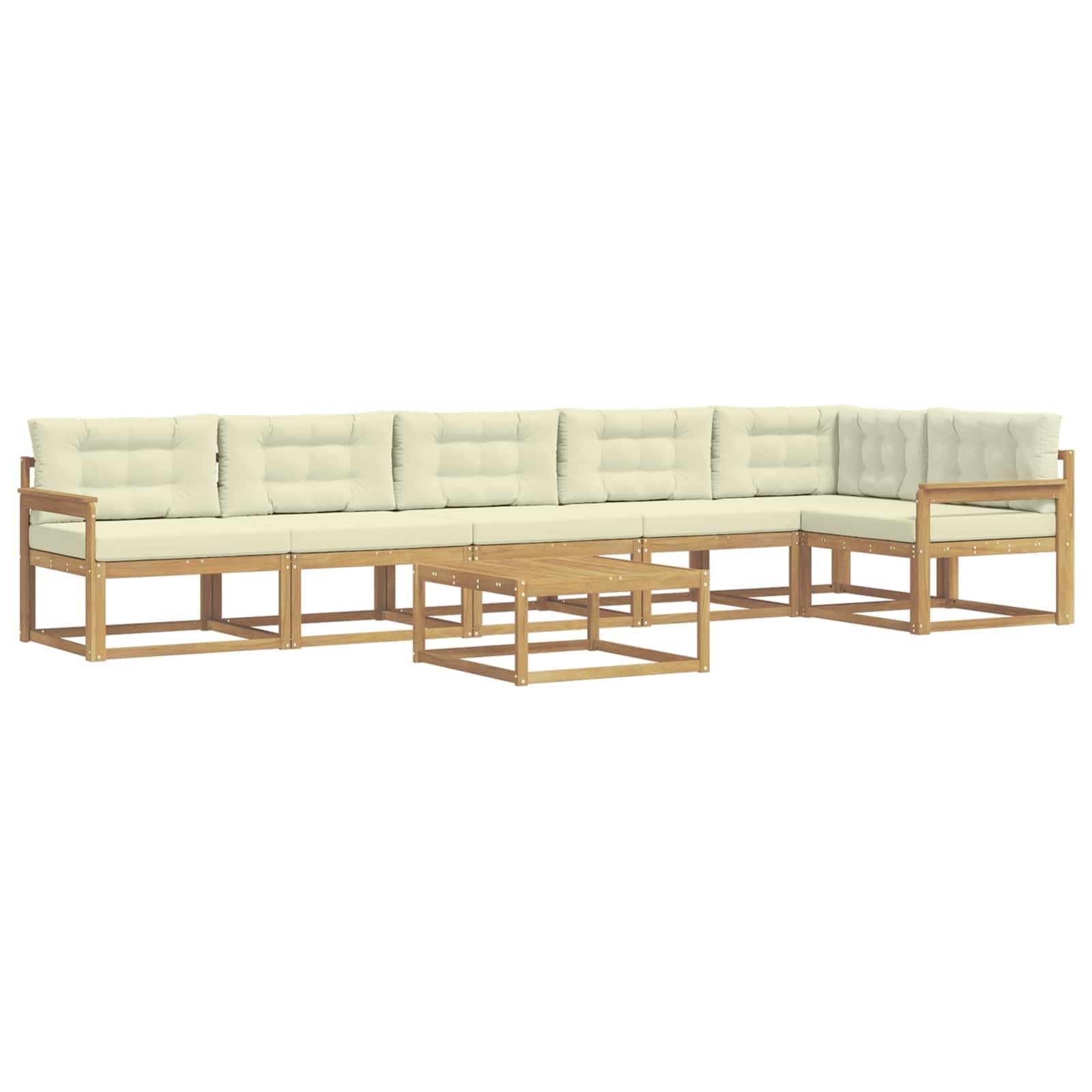 vidaXL Outdoor-Sofagarnitur 7 pcs Weiß und Creme 79 x 79 x 37 cm