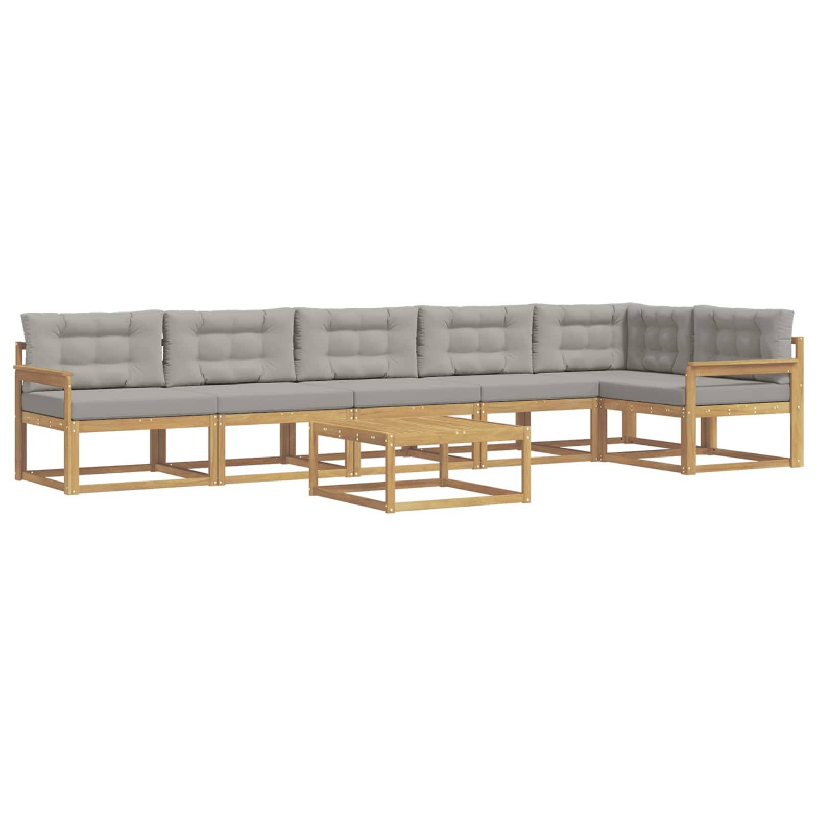 vidaXL Outdoor-Sofagarnitur 7 pcs Weiß und Hellgrau 79 x 79 x 37 cm