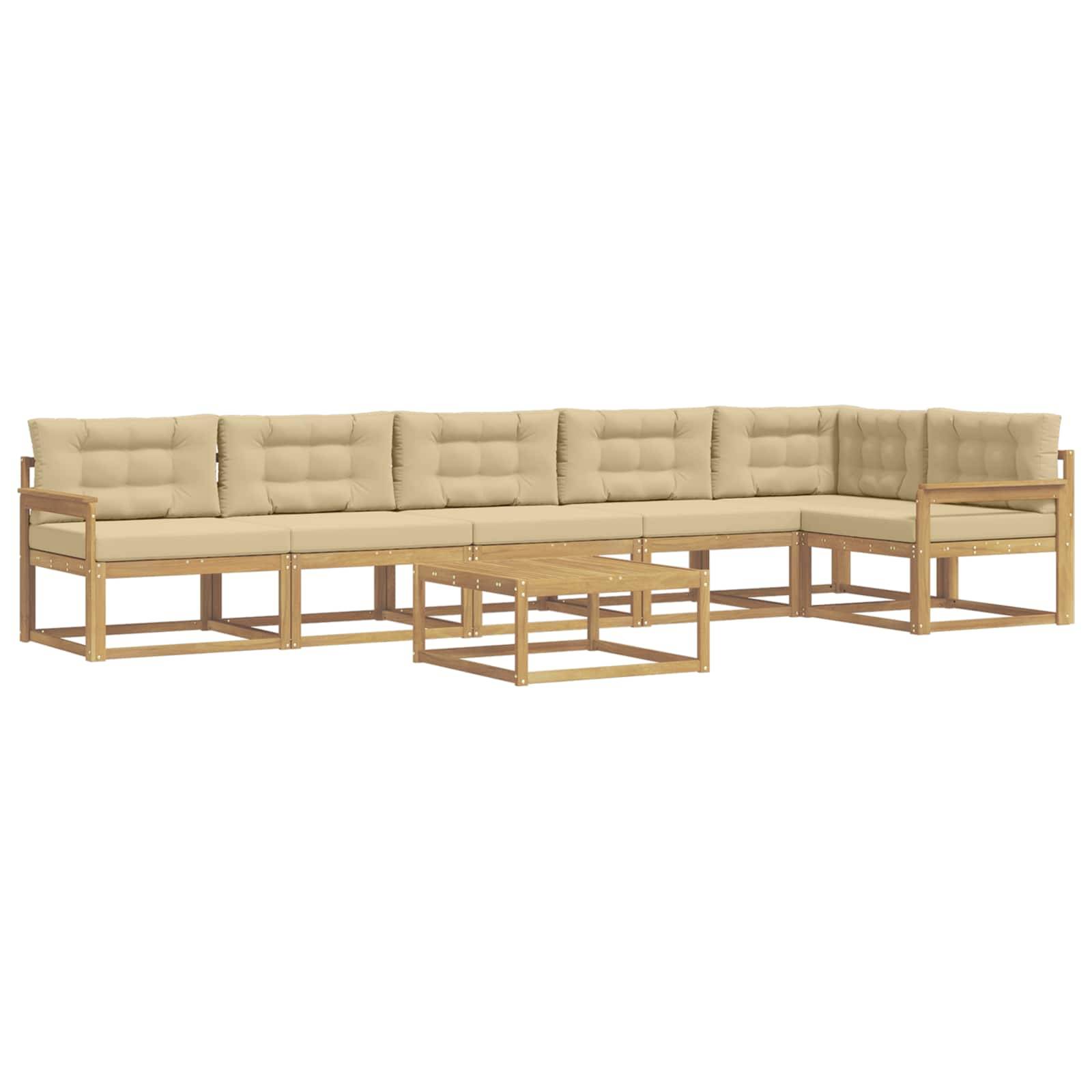 vidaXL Outdoor-Sofagarnitur 7 pcs Weiß und Beige 79 x 79 x 37 cm