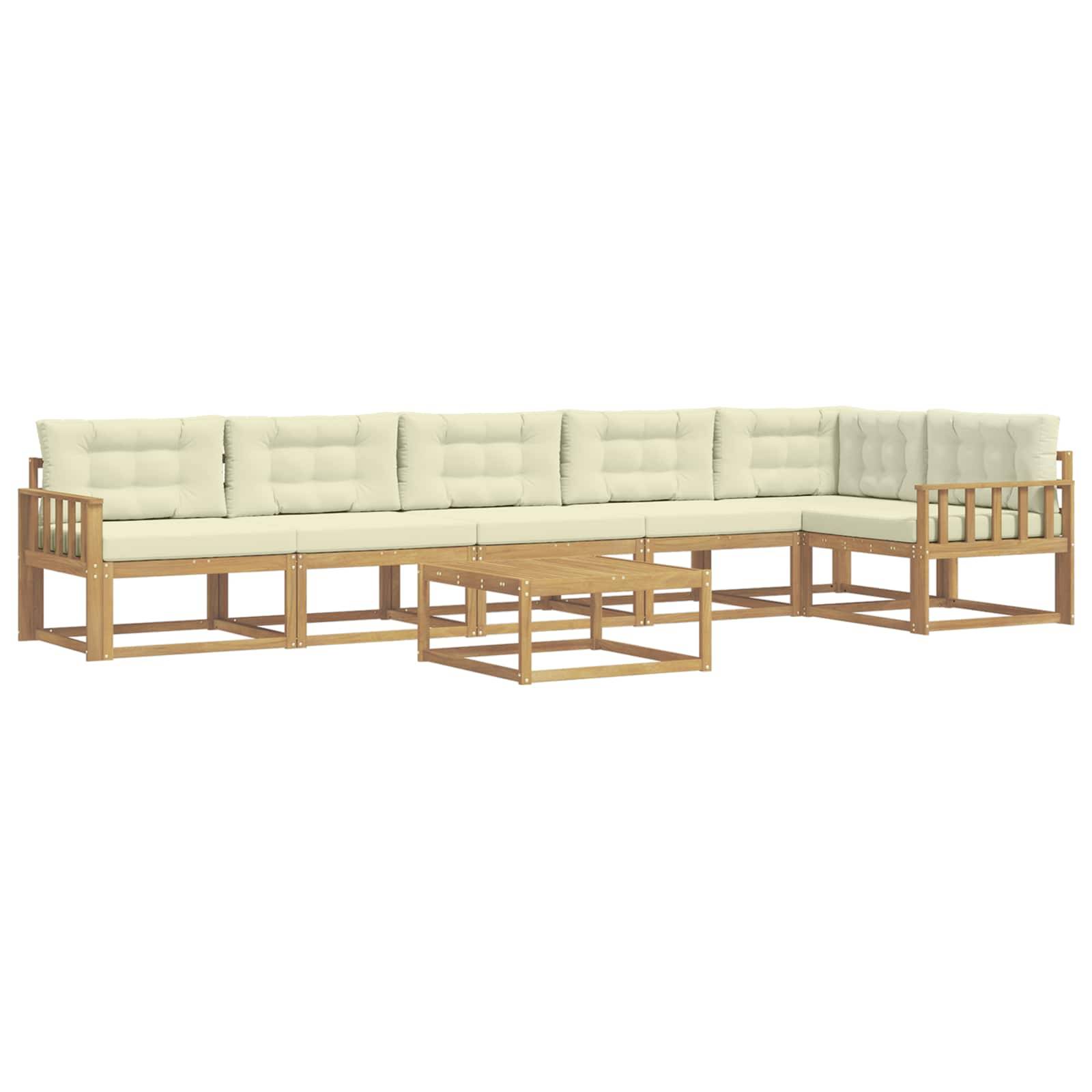 vidaXL Outdoor-Sofagarnitur 7 pcs Weiß und Creme 79 x 79 x 37 cm