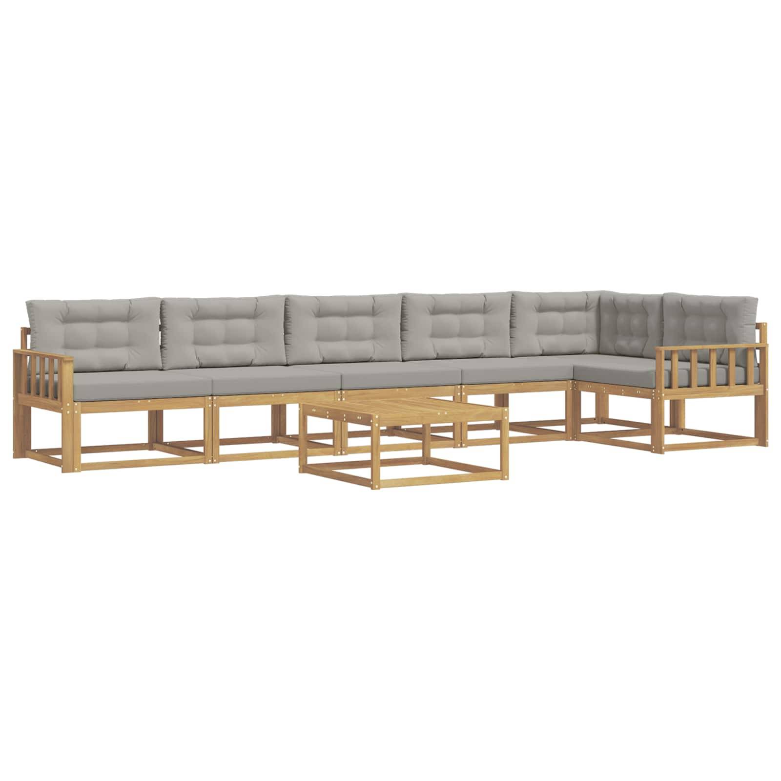 vidaXL Outdoor-Sofagarnitur 7 pcs Weiß und Hellgrau 79 x 79 x 37 cm