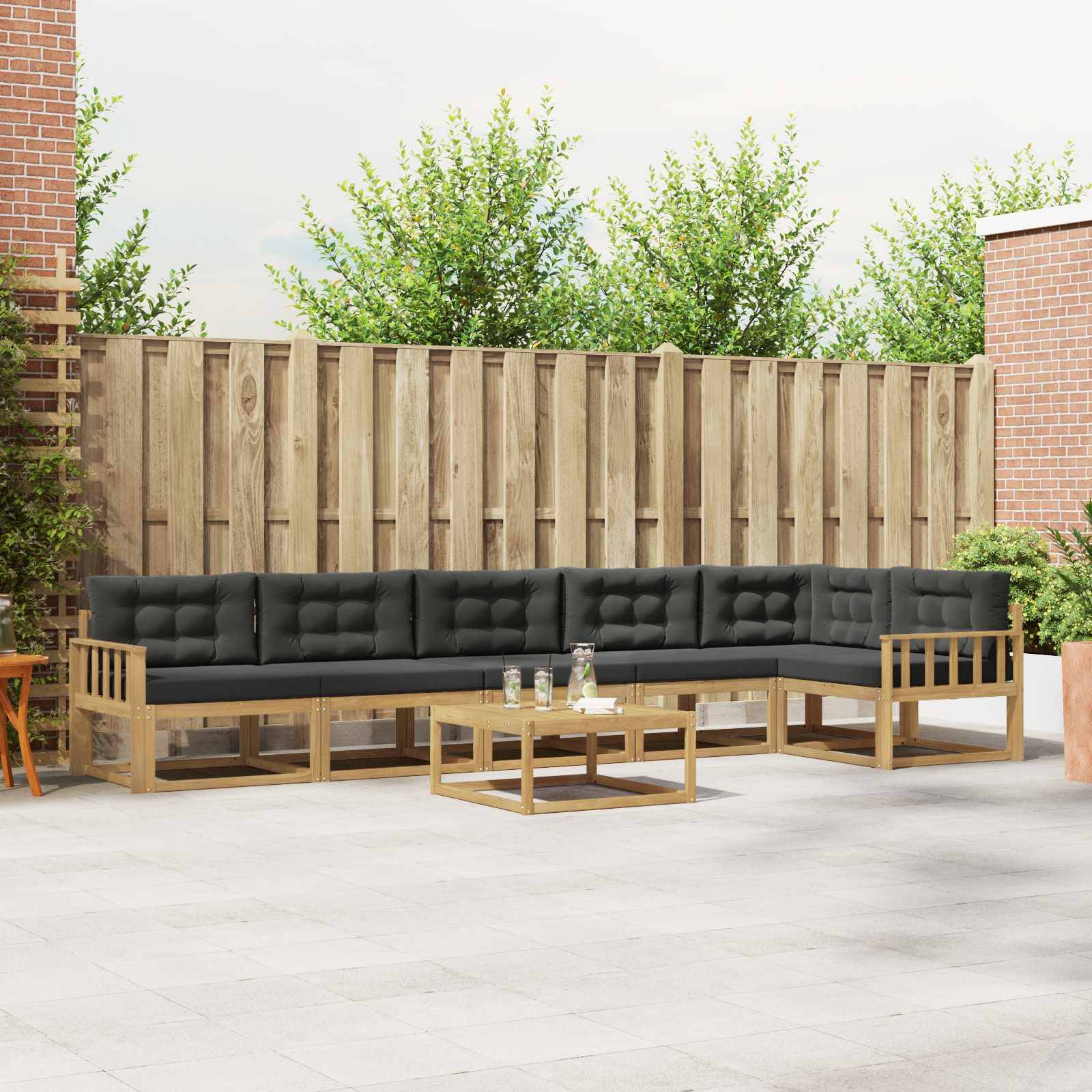 vidaXL Outdoor-Sofagarnitur 7 pcs Weiß und Anthrazit 79 x 79 x 37 cm