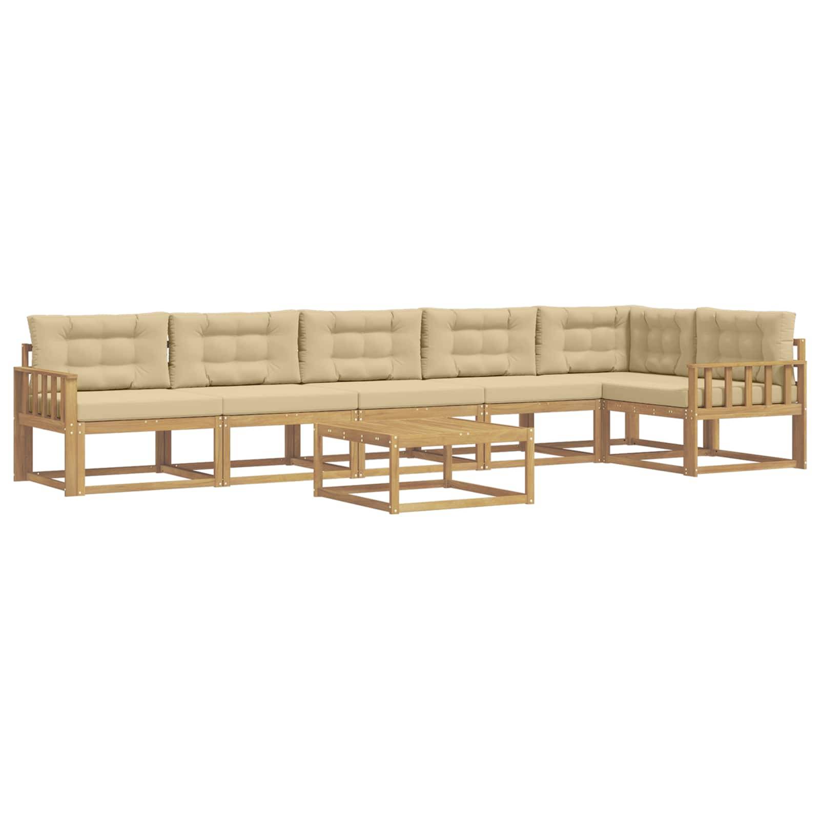 vidaXL Outdoor-Sofagarnitur 7 pcs Weiß und Beige 79 x 79 x 37 cm