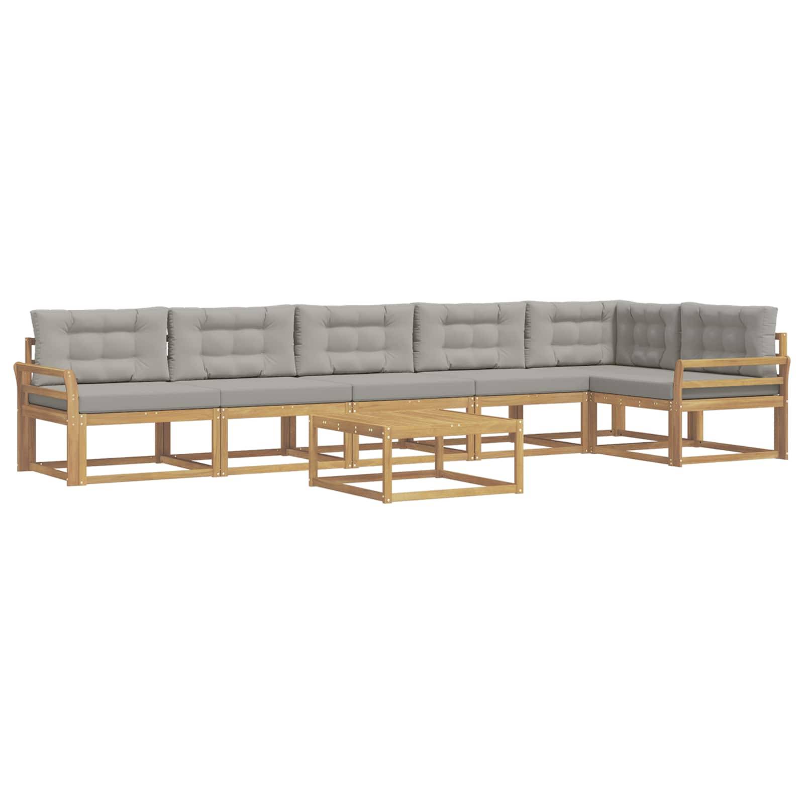 vidaXL Outdoor-Sofagarnitur 7 pcs Weiß und Hellgrau 79 x 79 x 37 cm