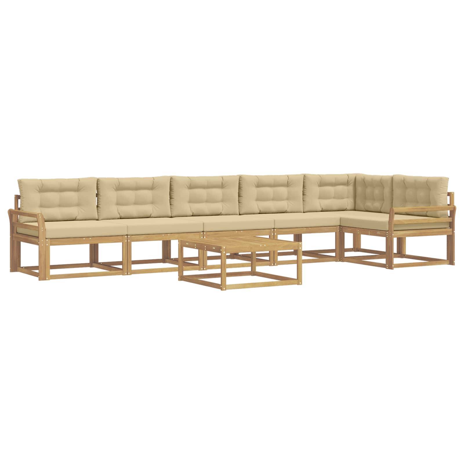 vidaXL Outdoor-Sofagarnitur 7 pcs Weiß und Beige 79 x 79 x 37 cm