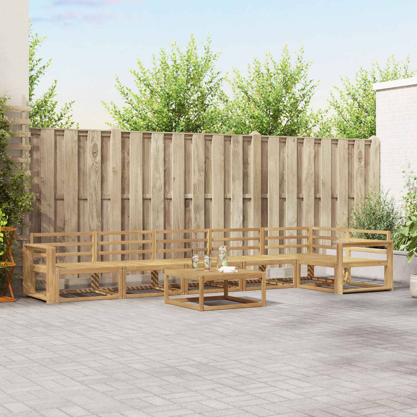 vidaXL Outdoor-Sofagarnitur 7 pcs Weiß 79 x 79 x 37 cm