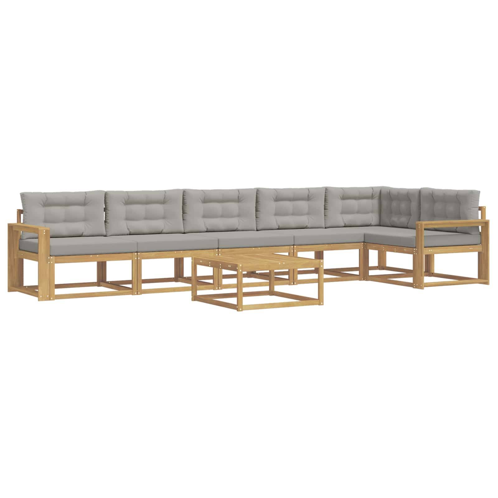 vidaXL Outdoor-Sofagarnitur 7 pcs Weiß und Hellgrau 79 x 79 x 37 cm