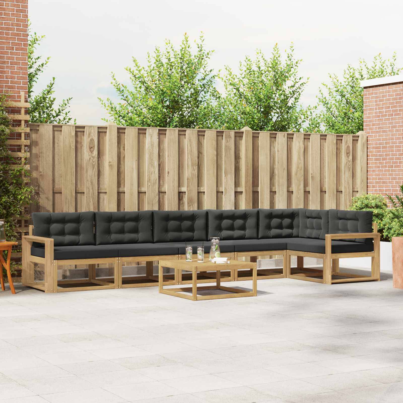 vidaXL Outdoor-Sofagarnitur 7 pcs Weiß und Anthrazit 79 x 79 x 37 cm