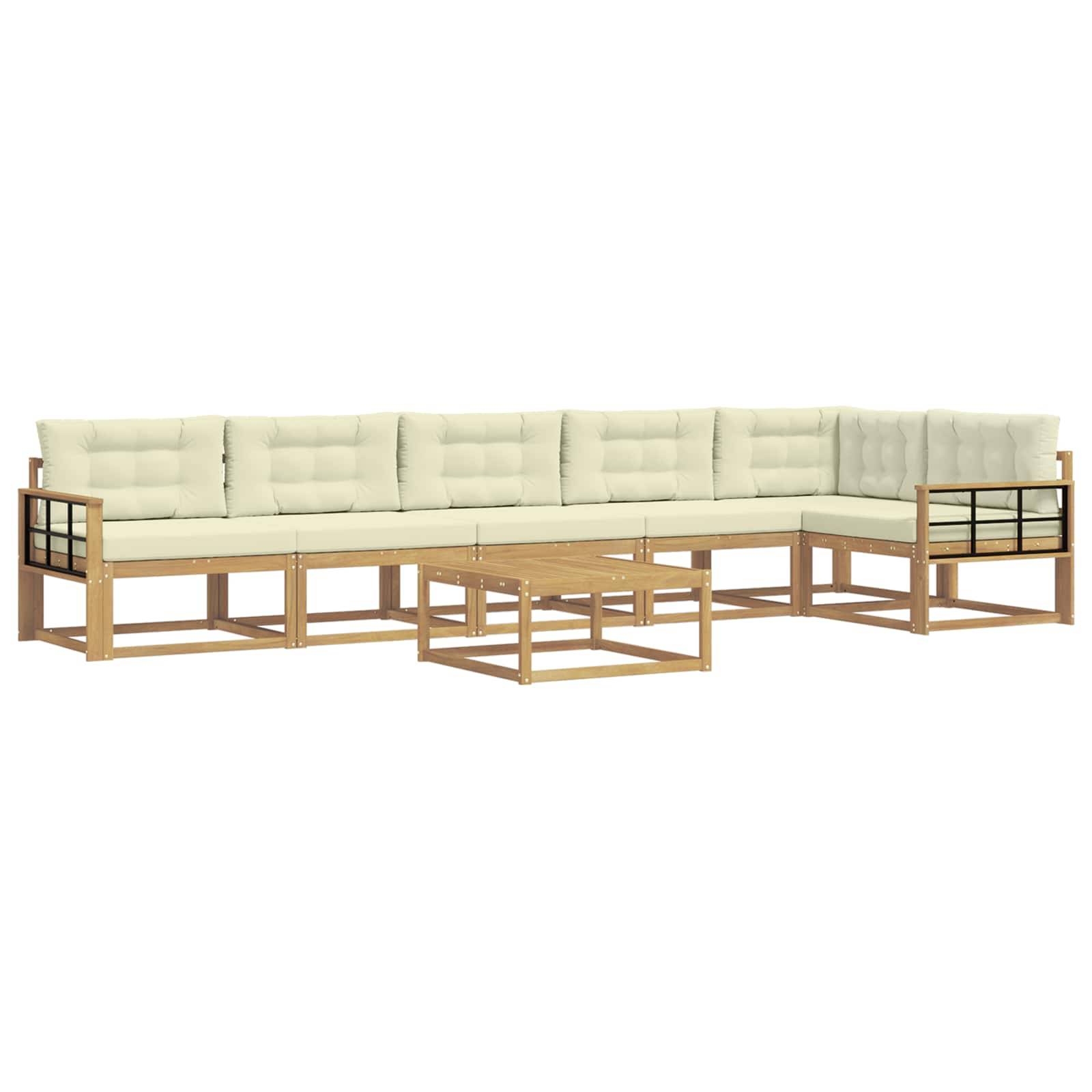 vidaXL Outdoor-Sofagarnitur 7 pcs Weiß und Creme 79 x 79 x 37 cm