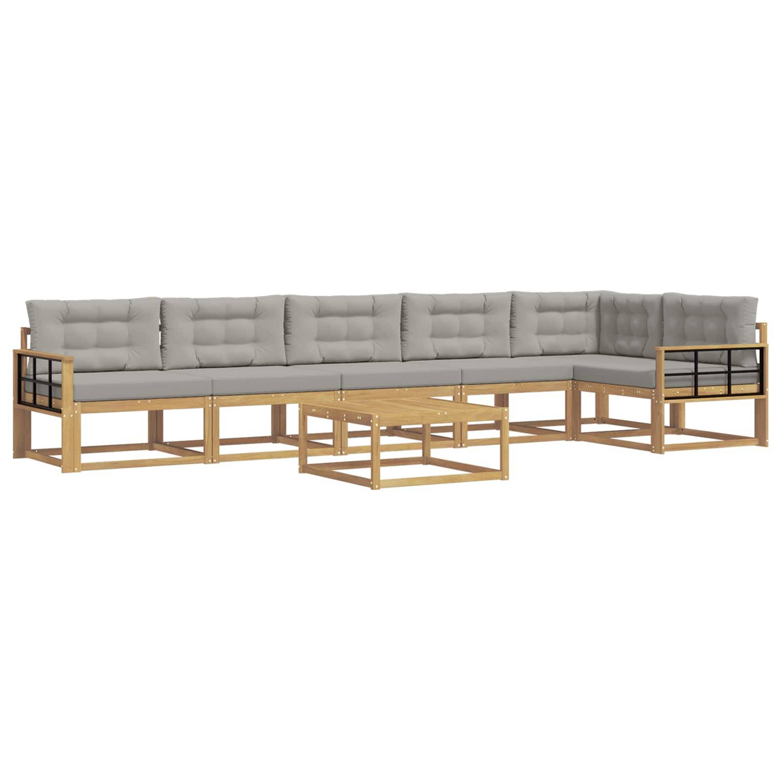 vidaXL Outdoor-Sofagarnitur 7 pcs Weiß und Hellgrau 79 x 79 x 37 cm