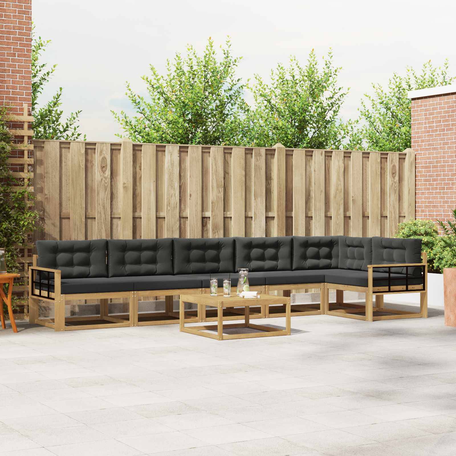 vidaXL Outdoor-Sofagarnitur 7 pcs Weiß und Anthrazit 79 x 79 x 37 cm