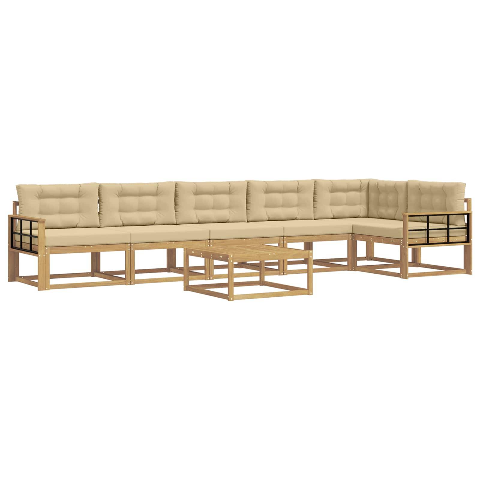 vidaXL Outdoor-Sofagarnitur 7 pcs Weiß und Beige 79 x 79 x 37 cm