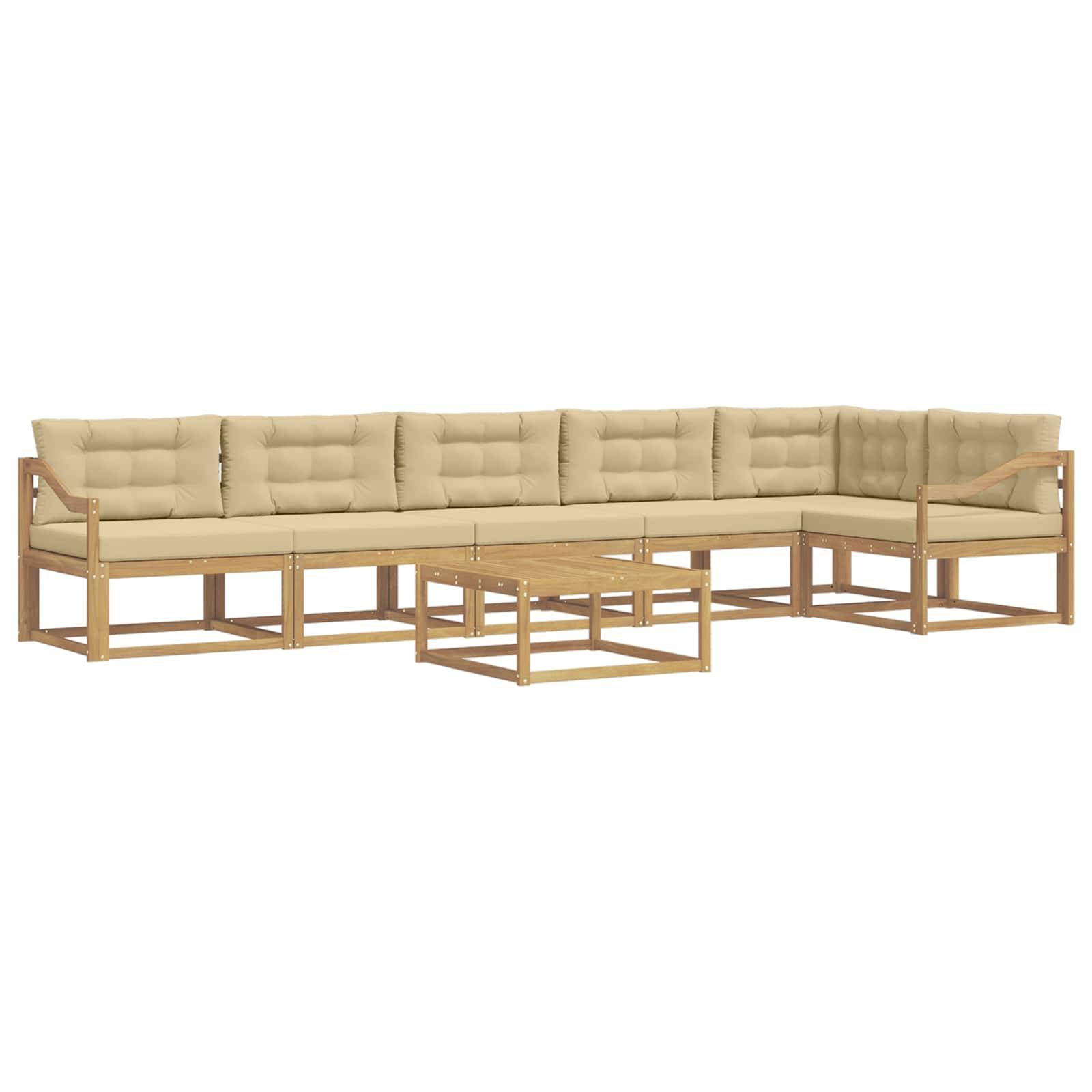 vidaXL Outdoor-Sofagarnitur 7 pcs Weiß und Beige 79 x 79 x 37 cm