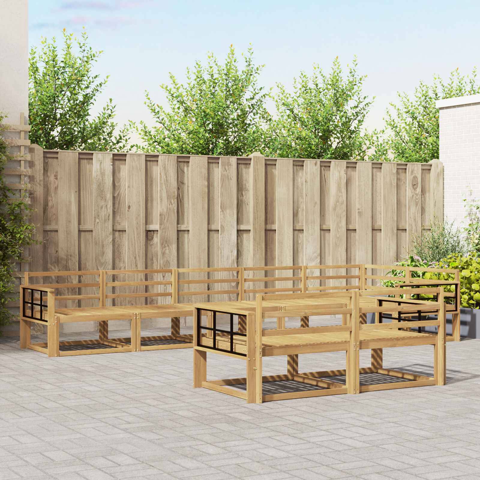 vidaXL Outdoor-Sofagarnitur 8 pcs Weiß 406 x 168,5 x 73 cm
