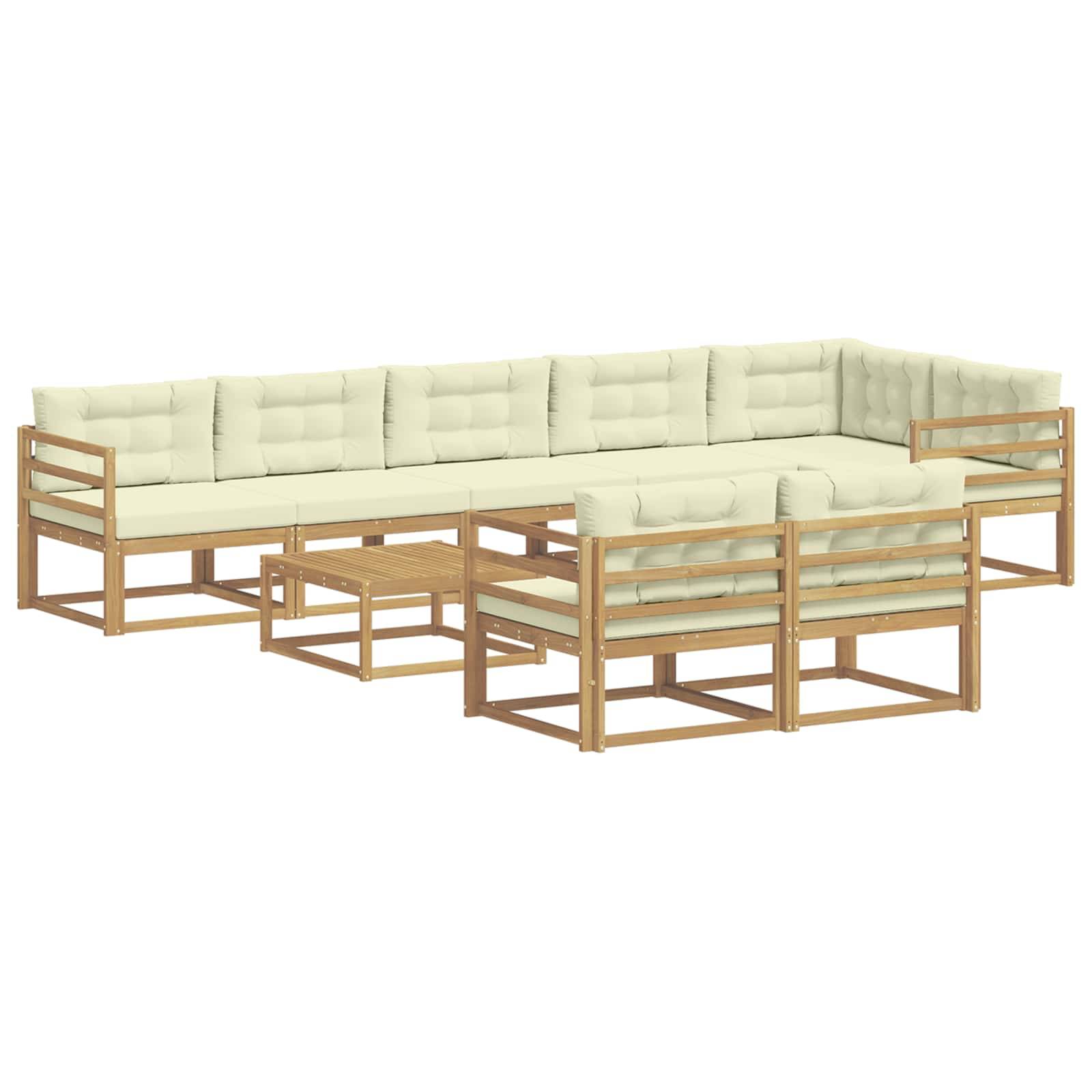 vidaXL Outdoor-Sofagarnitur 9 pcs Weiß und Creme 79 x 79 x 37 cm
