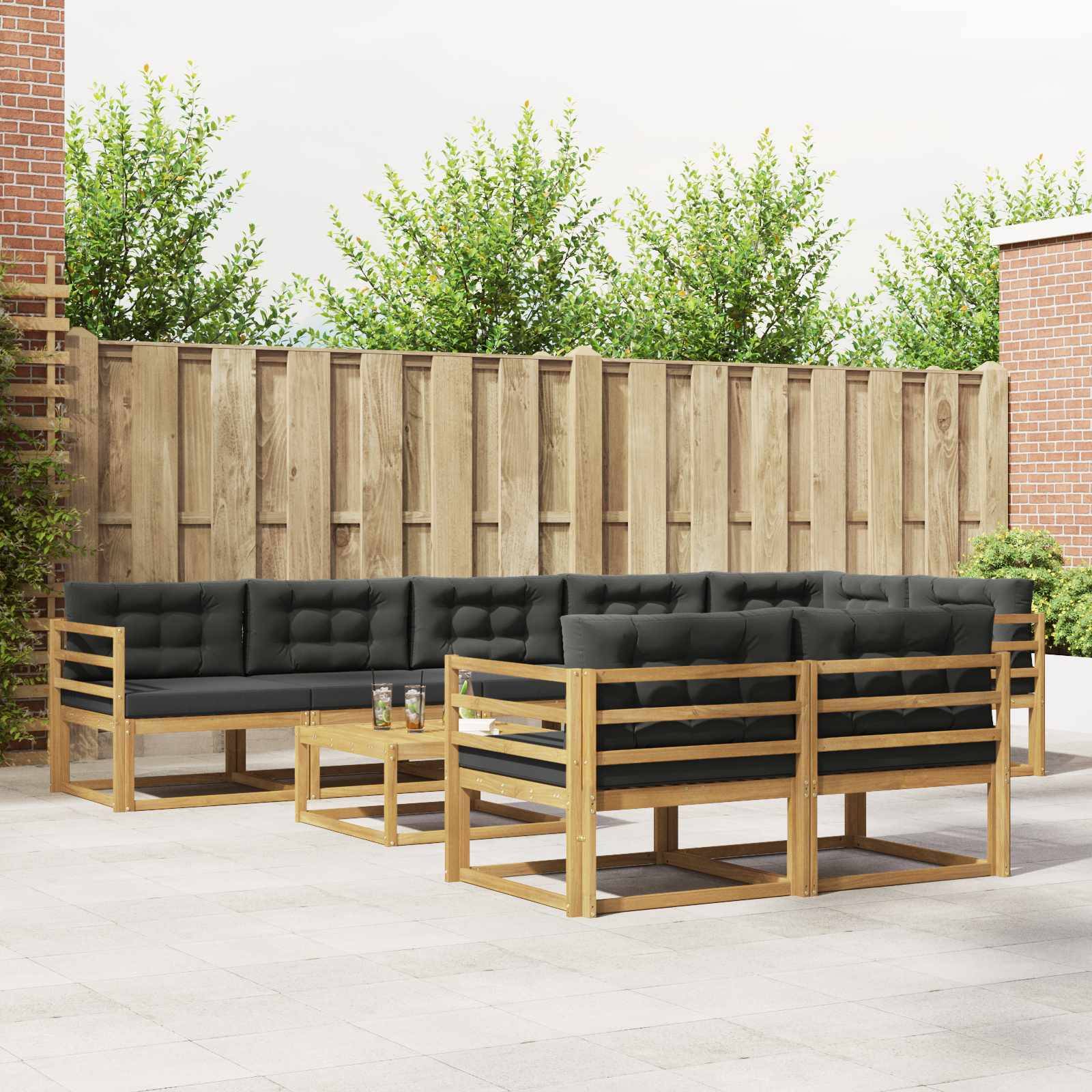 vidaXL Outdoor-Sofagarnitur 9 pcs Weiß und Anthrazit 79 x 79 x 37 cm