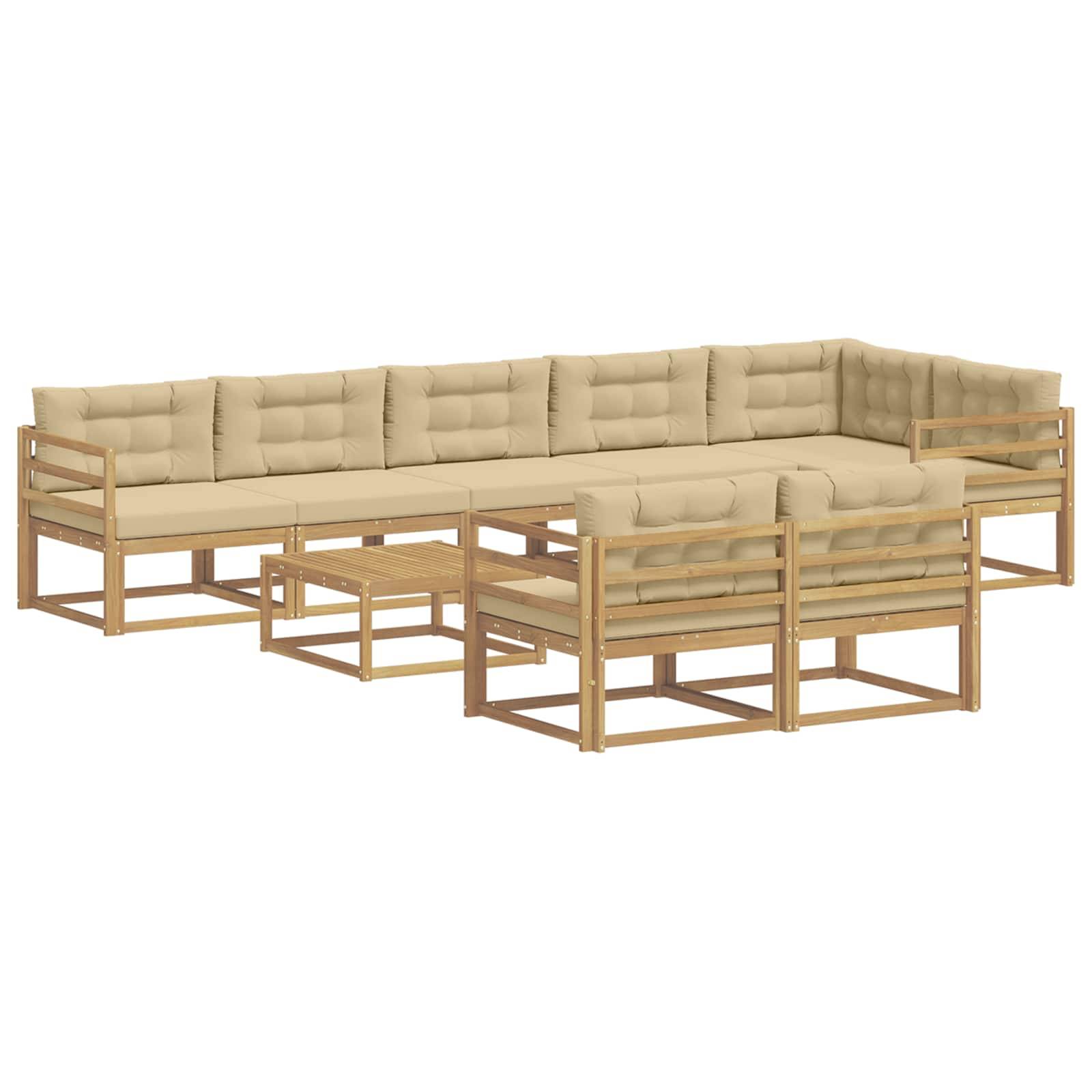 vidaXL Outdoor-Sofagarnitur 9 pcs Weiß und Beige 79 x 79 x 37 cm