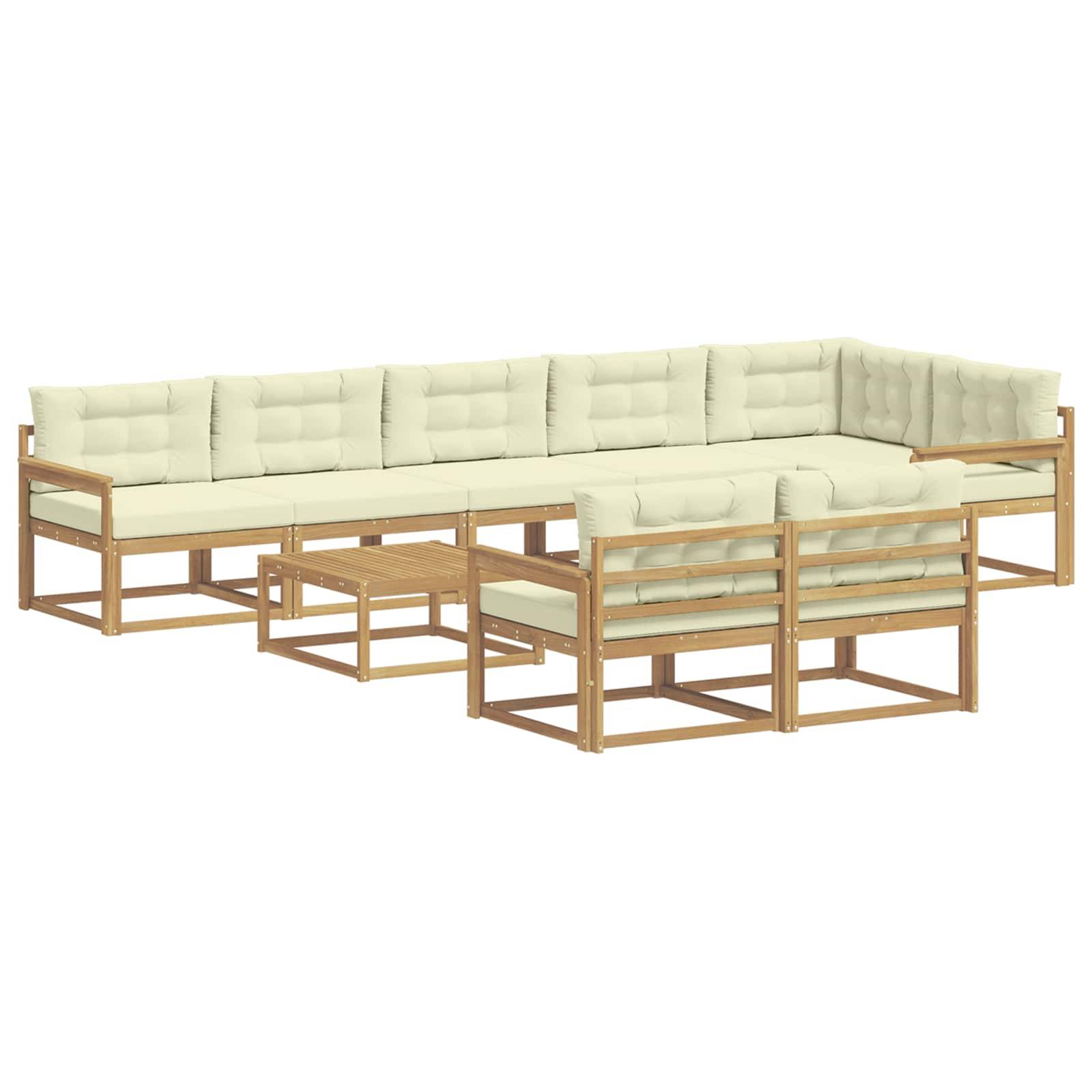 vidaXL Outdoor-Sofagarnitur 9 pcs Weiß und Creme 79 x 79 x 37 cm