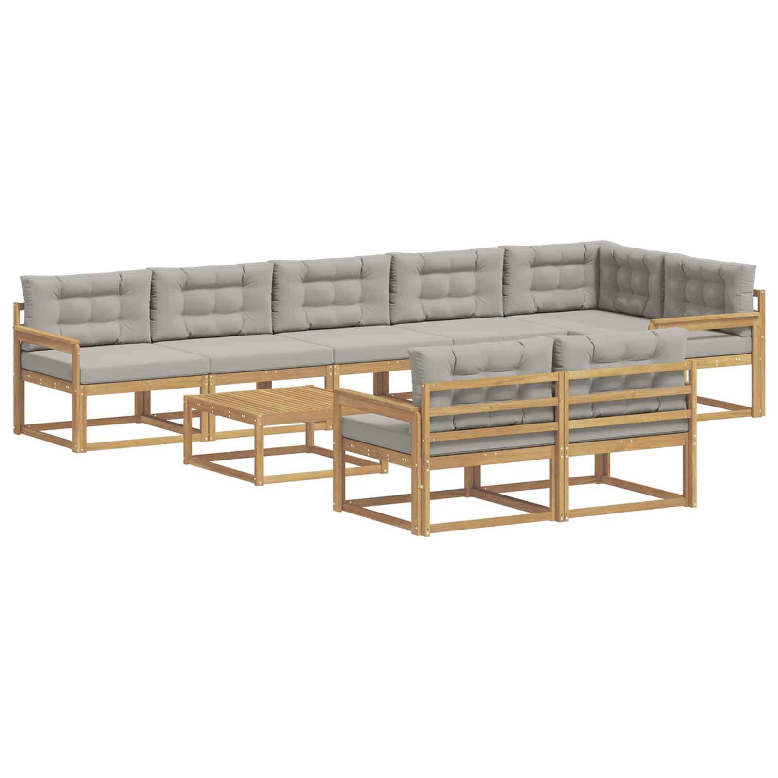 vidaXL Outdoor-Sofagarnitur 9 pcs Weiß und Hellgrau 79 x 79 x 37 cm